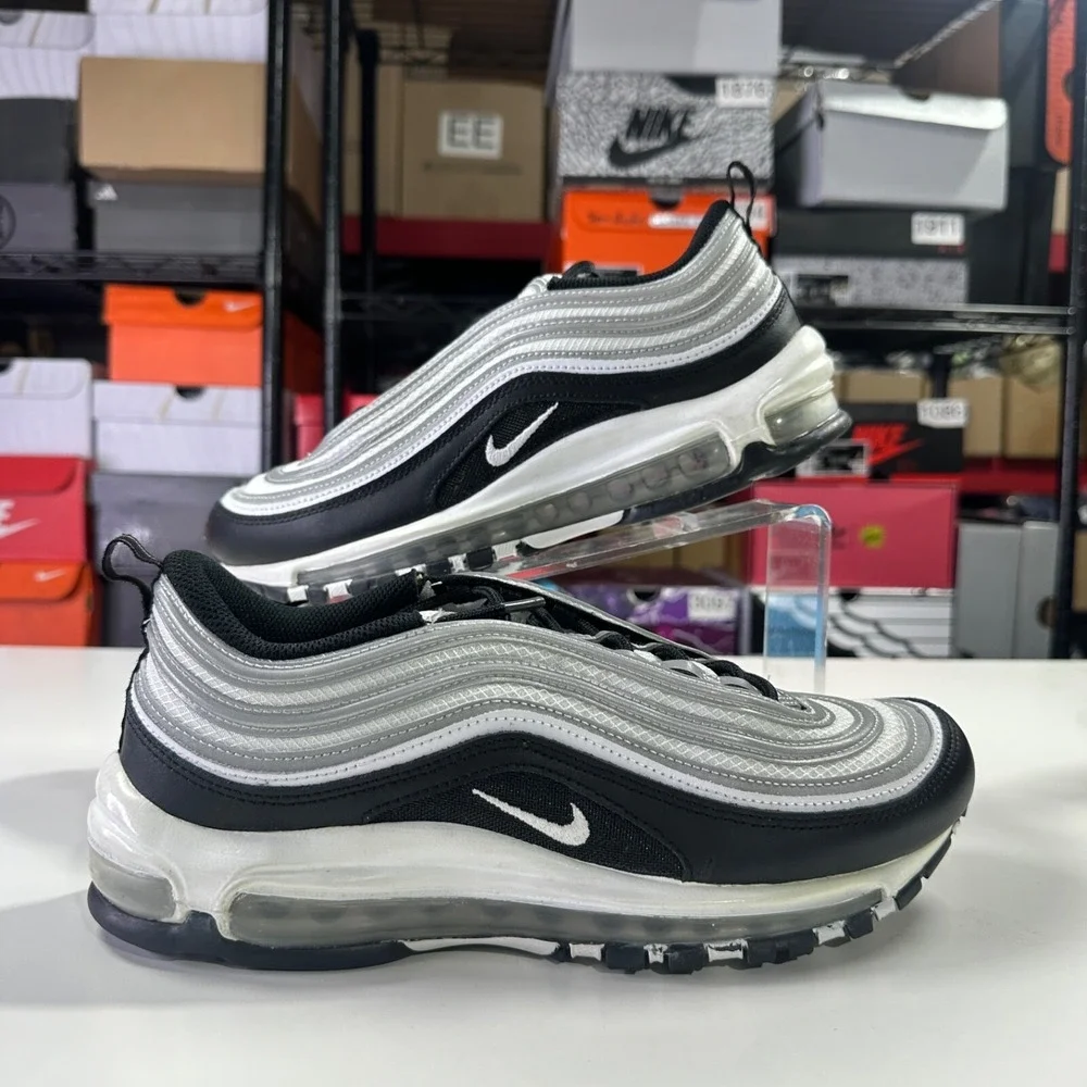 Nike Air Max 97 Black White Reflective Silver Sneaker OG DM0027-001 Mens Size 9